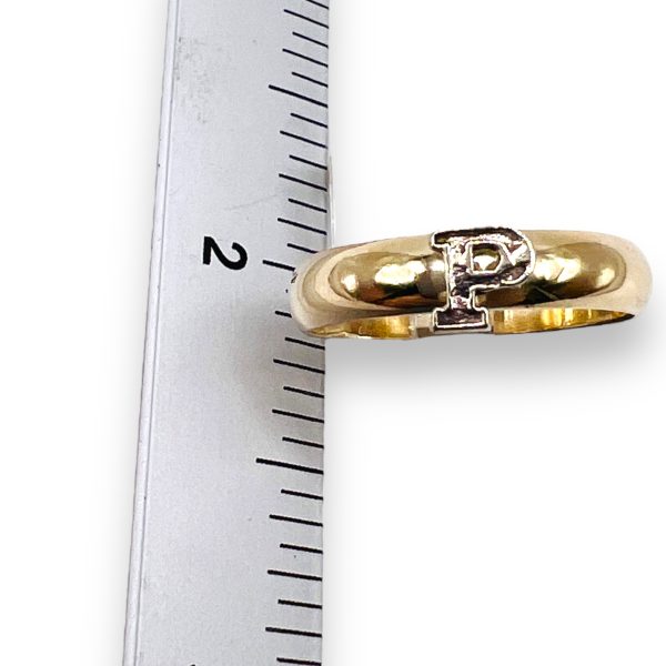 Ring with Initial “P” Letter 10k Two-Tone Gold, sz 7 - Image 5