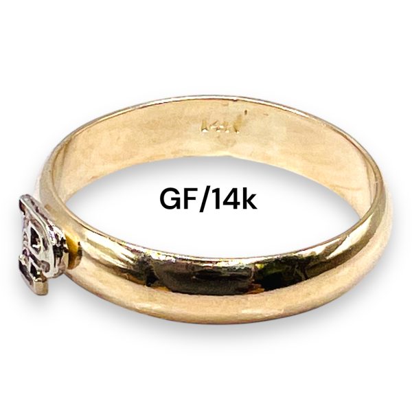 Ring with Initial “P” Letter 10k Two-Tone Gold, sz 7 - Image 2