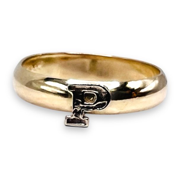 Ring with Initial “P” Letter 10k Two-Tone Gold, sz 7 - Image 7