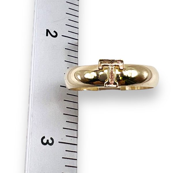 Letter Ring With Initial "T" 10k Two-Tone Gold , sz 5.75 - Image 2