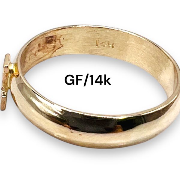 Letter Ring With Initial "T" 10k Two-Tone Gold , sz 5.75 - Image 5