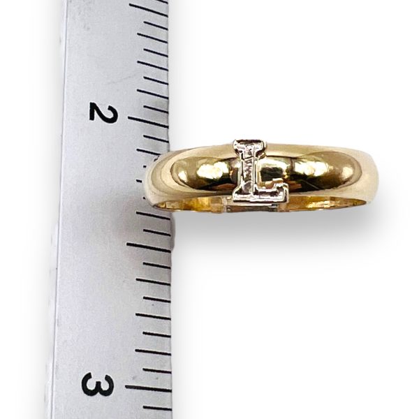 Ring With Initial “L” Letter 10k White & Yellow, sz 6.75 - Image 2