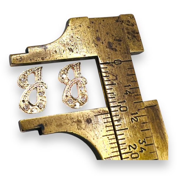 14k Gold Initial Earrings "J" Real Diamond Cursive Letter - Image 4