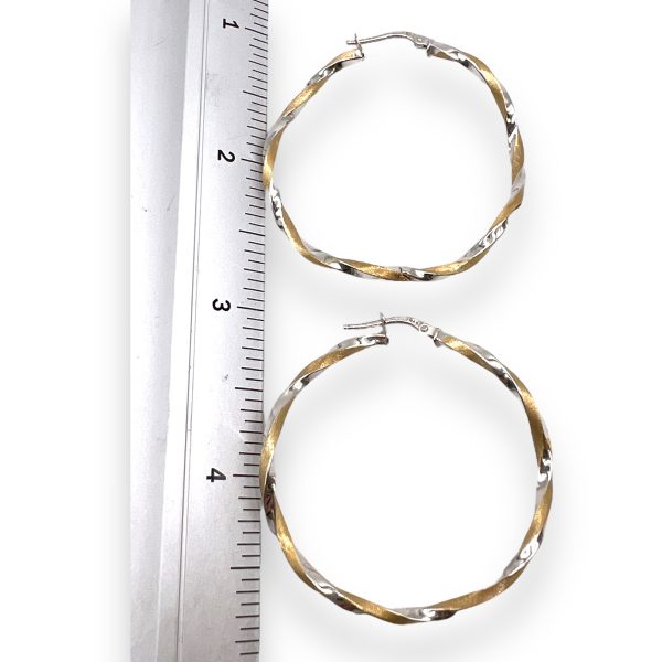 Large Hoop Spiral Earrings in 14k White & Yellow Gold - Image 10