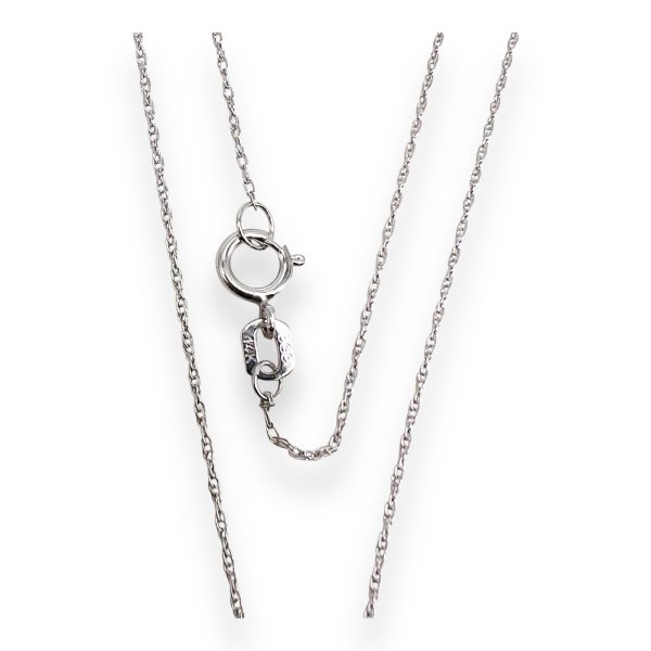 14k White Gold Vertical Diamond Pendant Necklace - Image 4