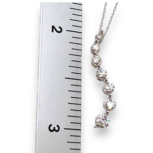 14k White Gold Vertical Diamond Pendant Necklace - Image 5