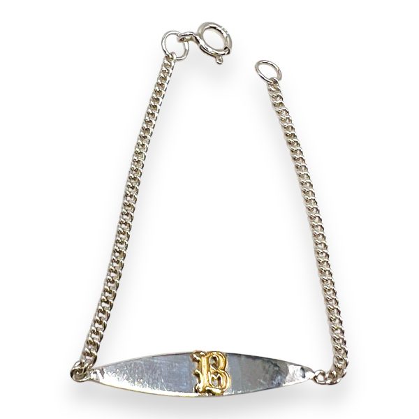 Child's Initial 'B' Bracelet 10k Gold Letter Silver Wristlet - Image 9