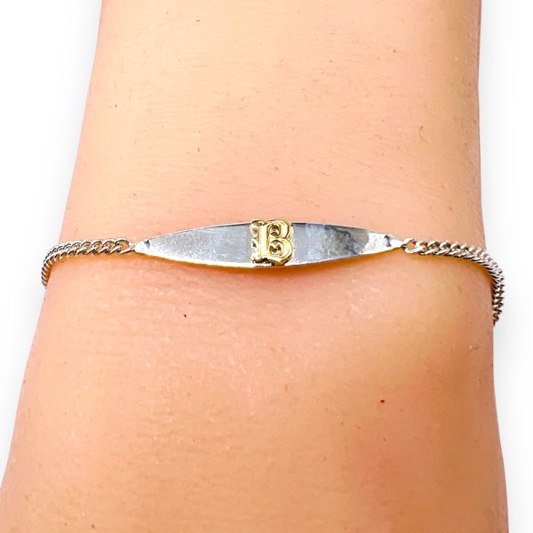 Child's Initial 'B' Bracelet 10k Gold Letter Silver Wristlet - Image 5