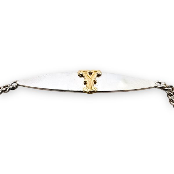 Initial ‘Y’ Baby ID Bracelet 10k Gold Letter Silver Wristlet - Image 3