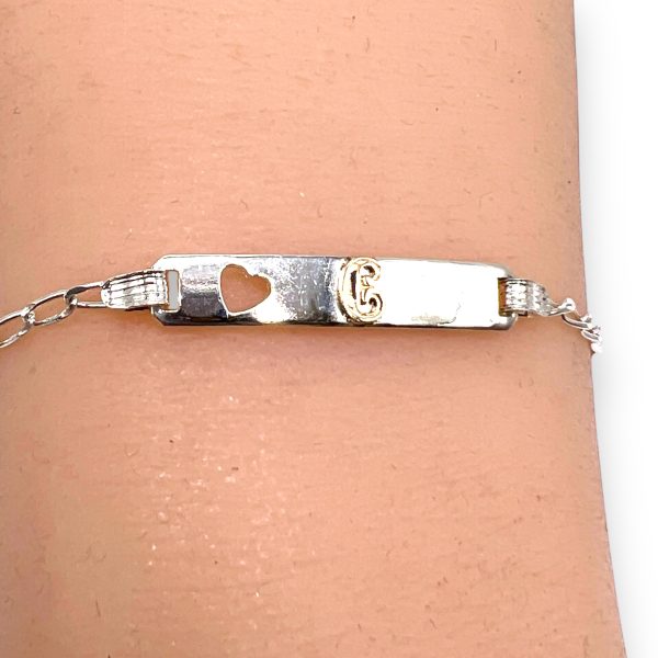 Baby ID Bracelet Initial ‘C’ Gold Letter Open Heart Wristlet - Image 6