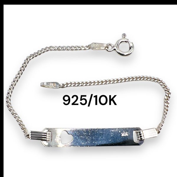 Child ID Bracelet Initial ‘L’ 10k Letter Open-Heart Wristlet - Image 2