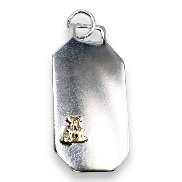 Sterling Silver ID Dog Tag with Letter 'A' Initial in Gold