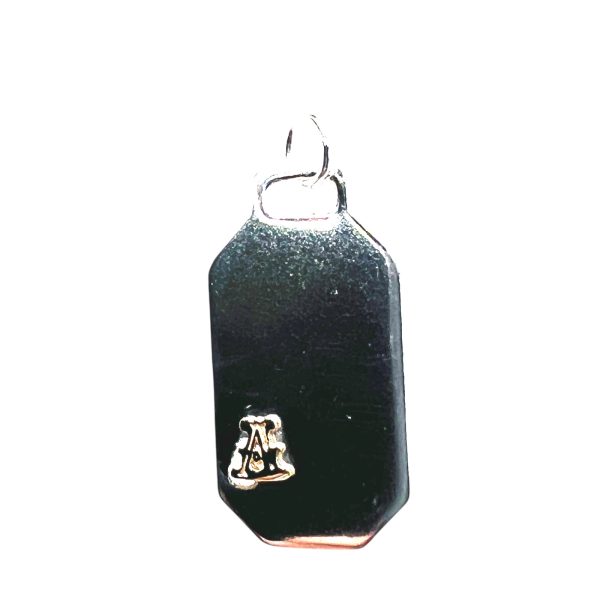 Sterling Silver ID Dog Tag with Letter 'A' Initial in Gold - Image 6