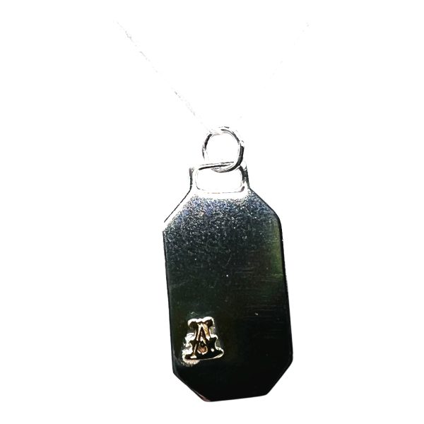 Sterling Silver ID Dog Tag with Letter 'A' Initial in Gold - Image 7