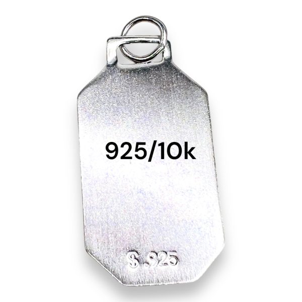 Silver Military ID Tag Pendant with Initial 'F' Gold Letter - Image 3