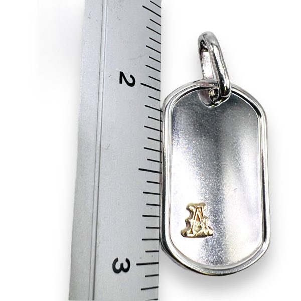 Sterling Silver ID Dog Tag with Initial 'A' Gold Letter - Image 6