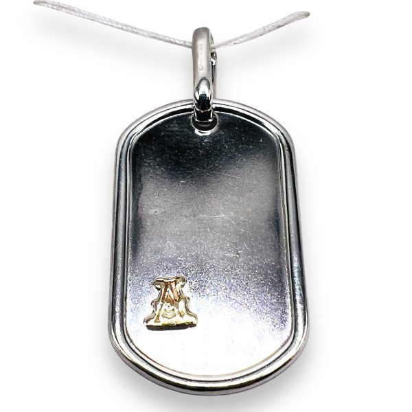 Sterling Silver ID Dog Tag with Initial 'A' Gold Letter