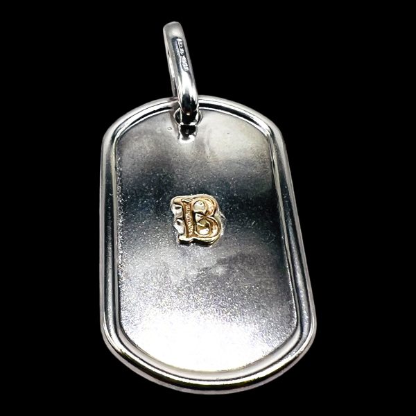 Military ID Tag Pendant with Letter 'B' Gold Initials - Image 2