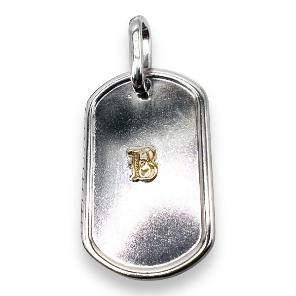 Military ID Tag Pendant with Letter 'B' Gold Initials