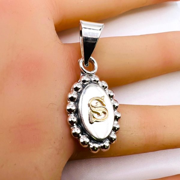 Initial 'S' Gold Letter Pendant Necklace | Sterling Silver - Image 9