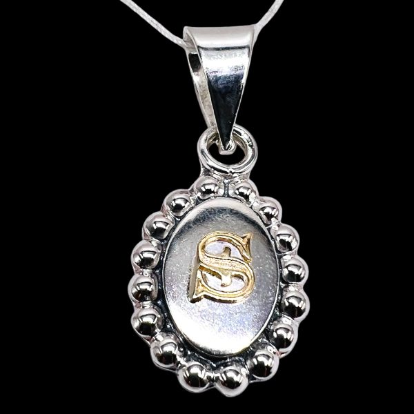 Initial 'S' Gold Letter Pendant Necklace | Sterling Silver - Image 11