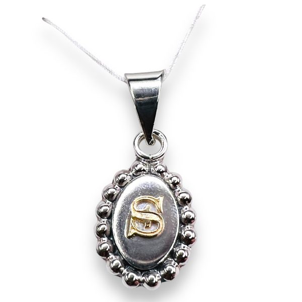 Initial 'S' Gold Letter Pendant Necklace | Sterling Silver