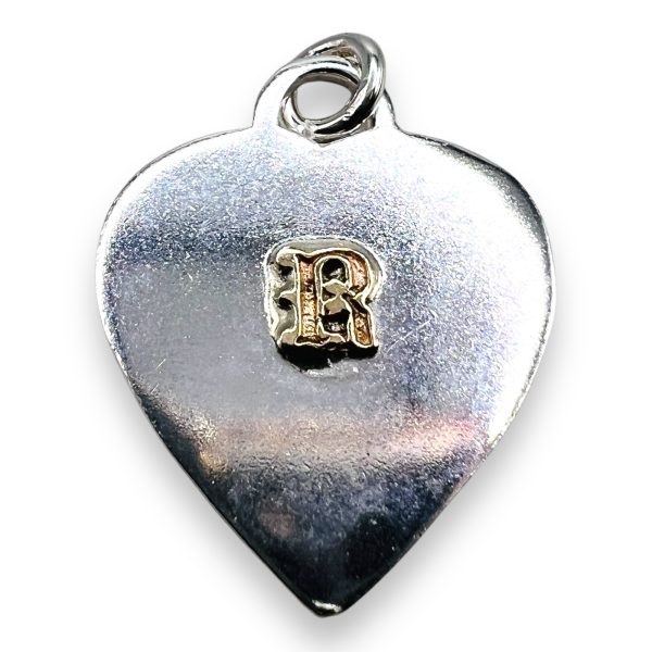 Heart Shape Dog Tag ID Pendant Initial ‘R’ 10k Gold Letter - Image 4