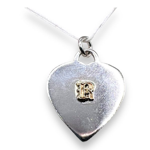 Heart Shape Dog Tag ID Pendant Initial ‘R’ 10k Gold Letter - Image 9