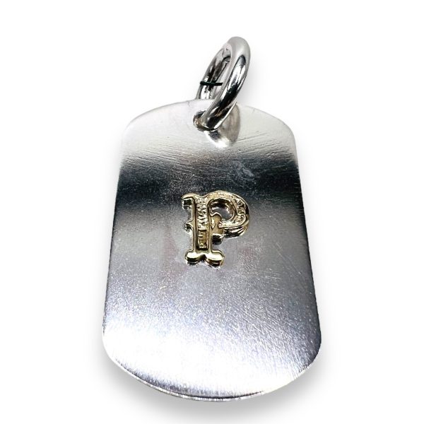 Army Dog ID Tag Pendant with Letter 'P' 10k Gold Initial - Image 3