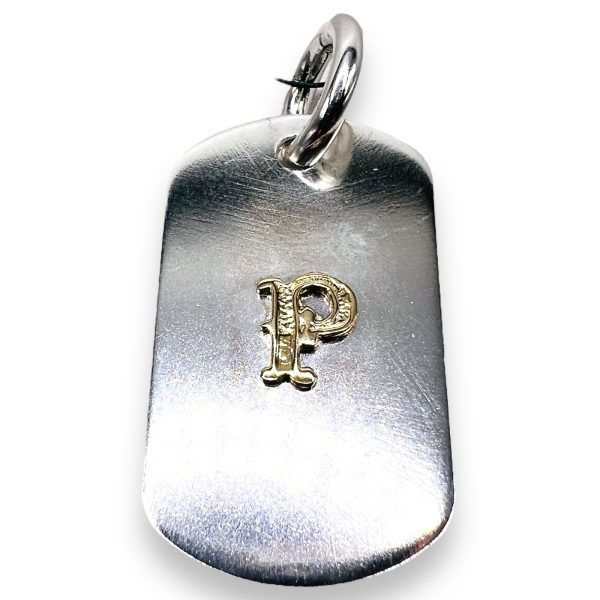 Army Dog ID Tag Pendant with Letter 'P' 10k Gold Initial - Image 9