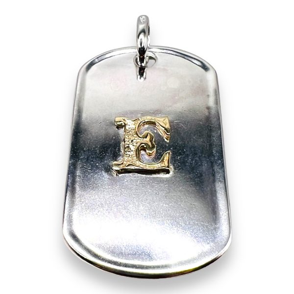 Army Dog ID Tag Pendant with Letter ‘E’ 10k Gold Initial - Image 10