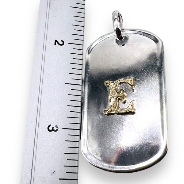 Army Dog ID Tag Pendant with Letter ‘E’ 10k Gold Initial - Image 7