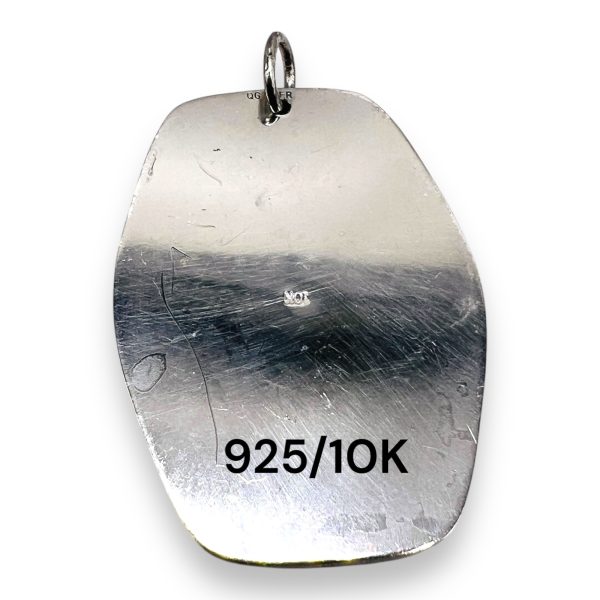 Silver ID Dog Tag Pendant with Letter 'N' Gold Initial - Image 3