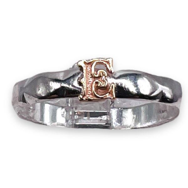 Initial Ring "E" 10k Gold Lettering, sz 7.75 | 3mm Band - Image 3