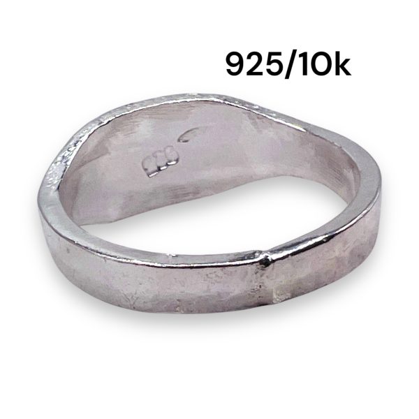 Initial Ring "P" 10k Gold Letter, sz 4.5 | 3mm Silver Band - Image 10