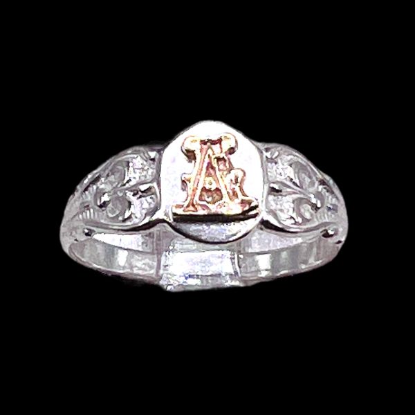 Initial Ring "A" 10k Gold Letter, sz 4 | 6.5mm Band - Image 2