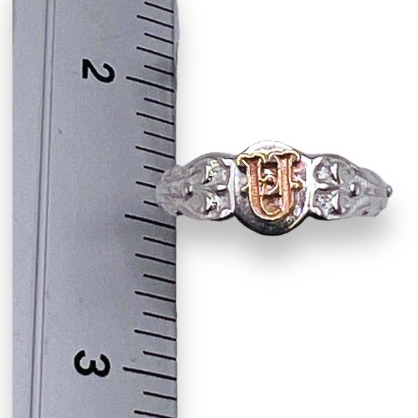 Initial Pinky Ring "U" 10k Gold Letter, sz 4.25 | 6.5mm Band - Image 2