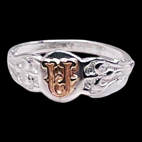 Initial Pinky Ring "U" 10k Gold Letter, sz 4.25 | 6.5mm Band - Image 5