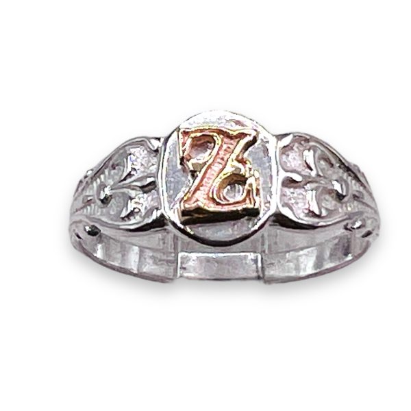 Initial Pinky Ring "Z" 10k Gold Letter, sz 3.75 | 6.5mm Band