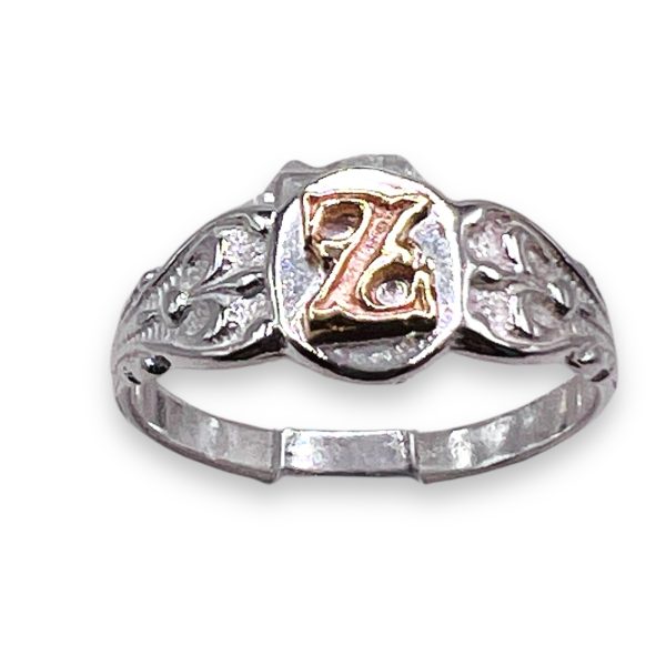 Initial Pinky Ring "Z" 10k Gold Letter, sz 3.75 | 6.5mm Band - Image 2