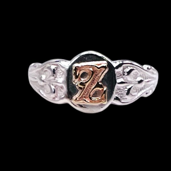 Initial Pinky Ring "Z" 10k Gold Letter, sz 3.75 | 6.5mm Band - Image 4