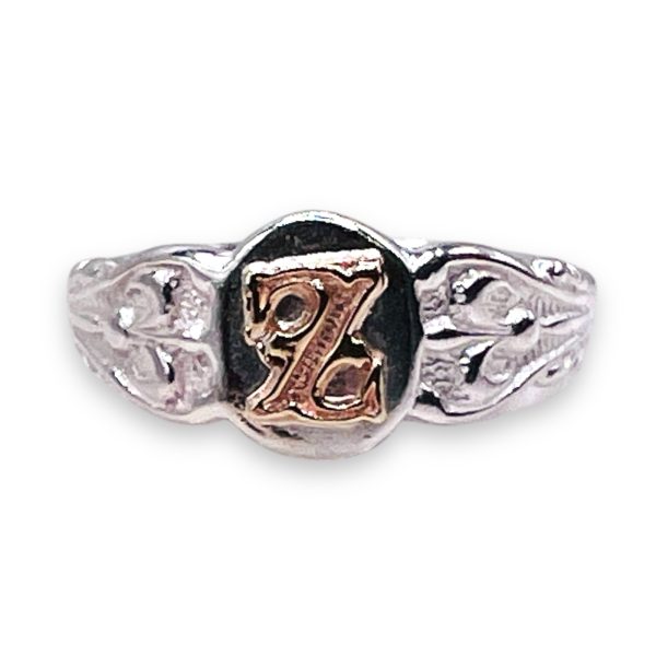 Initial Pinky Ring "Z" 10k Gold Letter, sz 3.75 | 6.5mm Band - Image 6