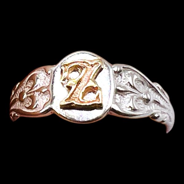 Initial Pinky Ring "U" 10k Gold Letter, sz 4.25 | 6.5mm Band - Image 9