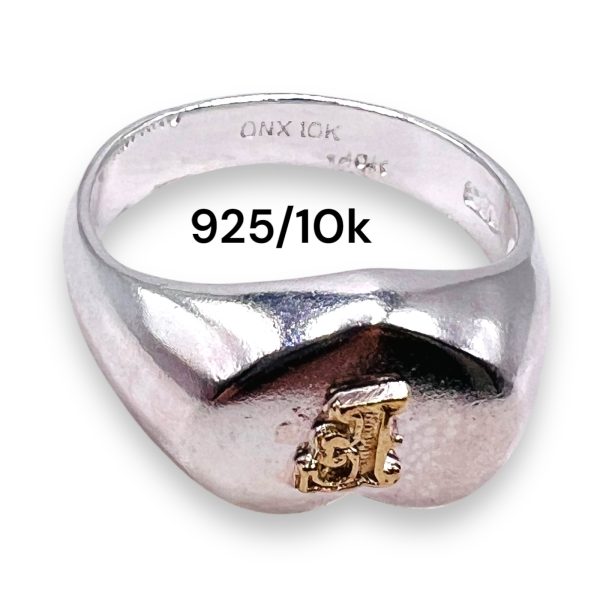 Initial "F" Heart Ring 10k Gold Letter, sz 6.5 | 10mm Band - Image 2