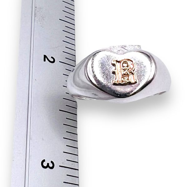 Initial "R" Heart Ring 10k Gold Letter, sz 8 | 10mm Band - Image 7