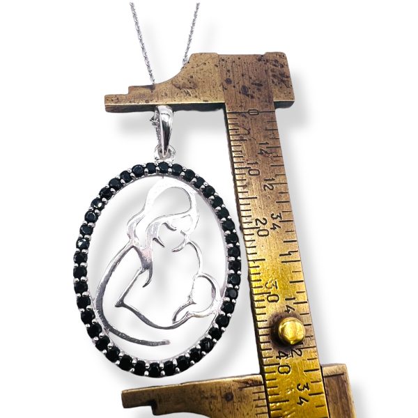 Mother and Child Pendant Crystal Circle Necklace - Image 5