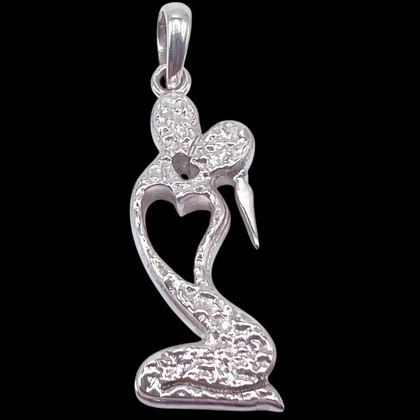 Kissing Couple Heart Shaped Pendant 925 Sterling Silver