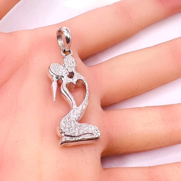 Kissing Couple Heart Shaped Pendant 925 Sterling Silver - Image 6