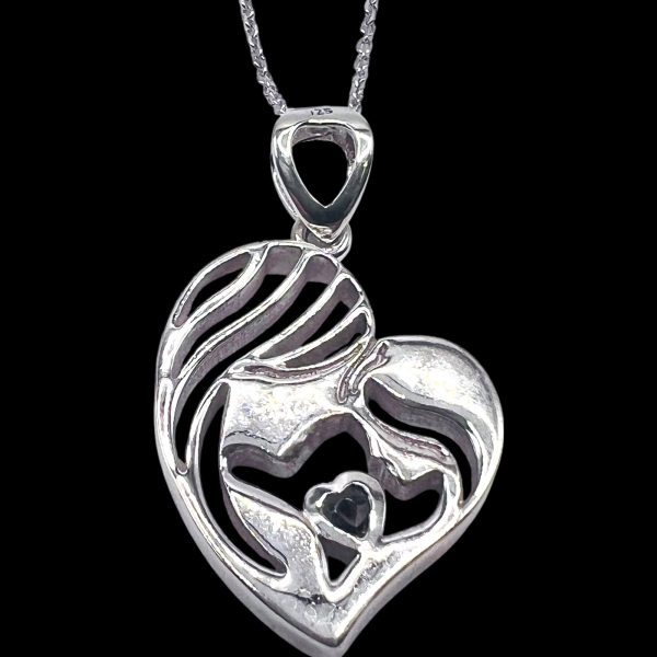 Mother and Child Heart Necklace | Carved 925 Sterling Silver - Image 2