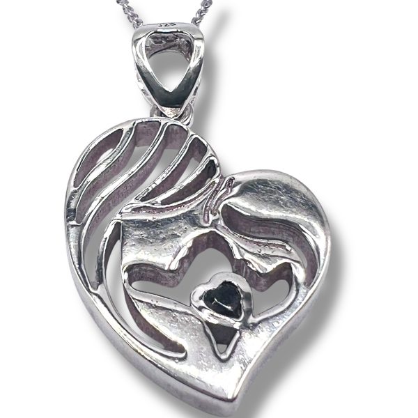 Mother and Child Heart Necklace | Carved 925 Sterling Silver - Image 4